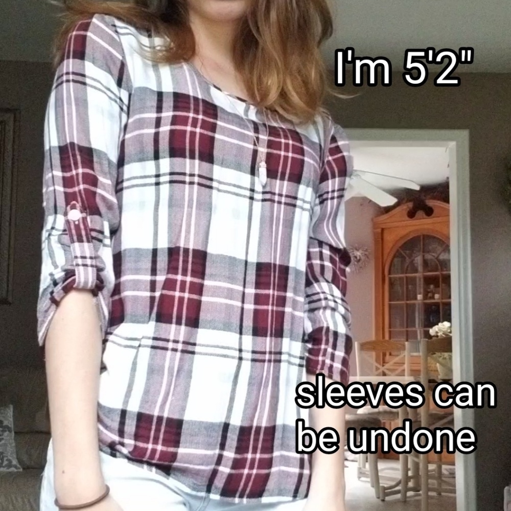 MAROON PLAID LONG SLEEVE